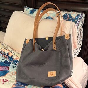 Meanwhile Back On The Farm Handmade Blue Shoulder Bag New